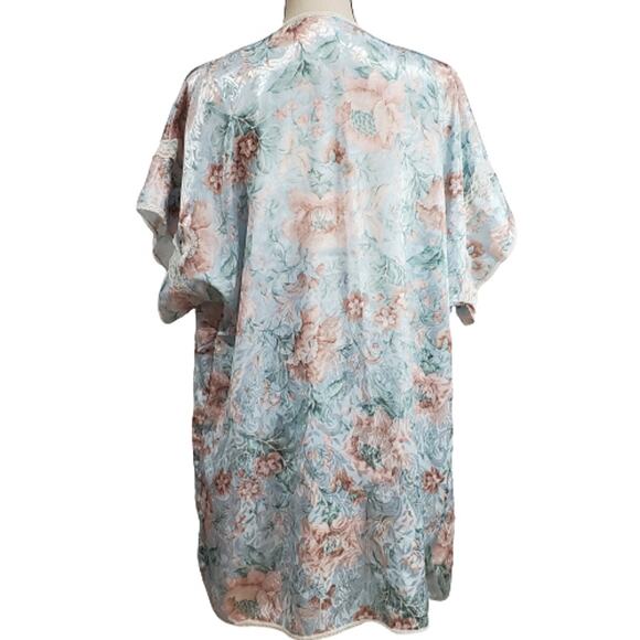 Intimate Moods Gown and Wrap Blue / Pink Floral M - Picture 5 of 12
